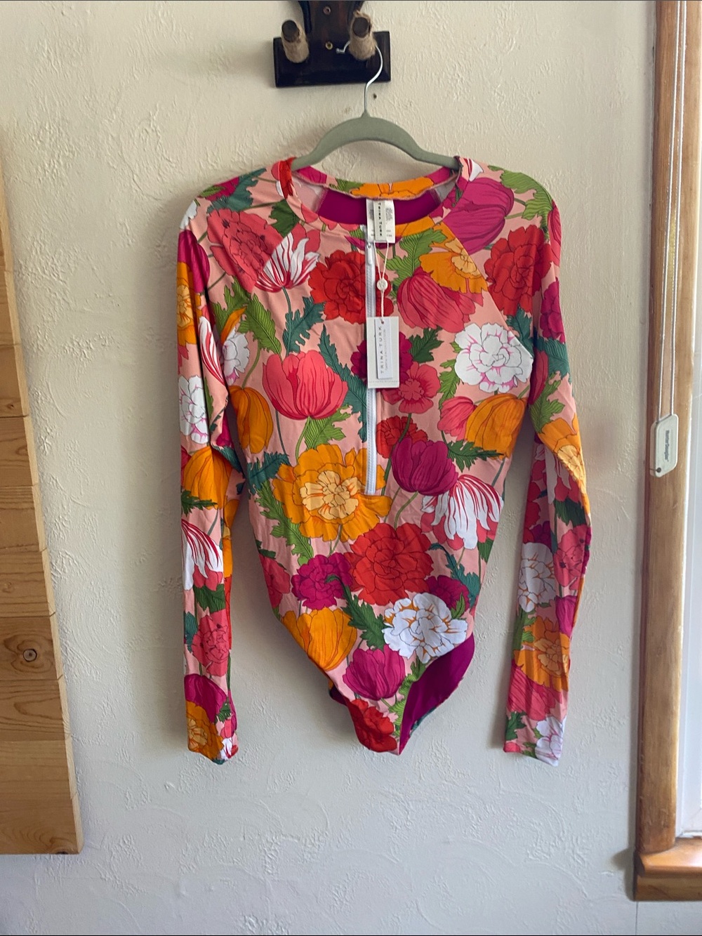 Trina Turk Floral Long-Sleeve One-Piece Bodysuit - Pink Multi